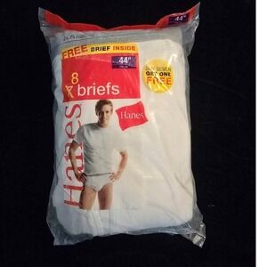 VTG 2006 HANES Cotton Briefs Underwear White Size 44 Value Pack 8 Pair Men's NEW